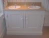 Vanity Cupboard. Victorian style painted MDF with marble top & inset porcelain bowls