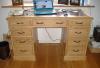 Pedestal Desk. Typical old pine with iron grab handles and secret double file drawer.